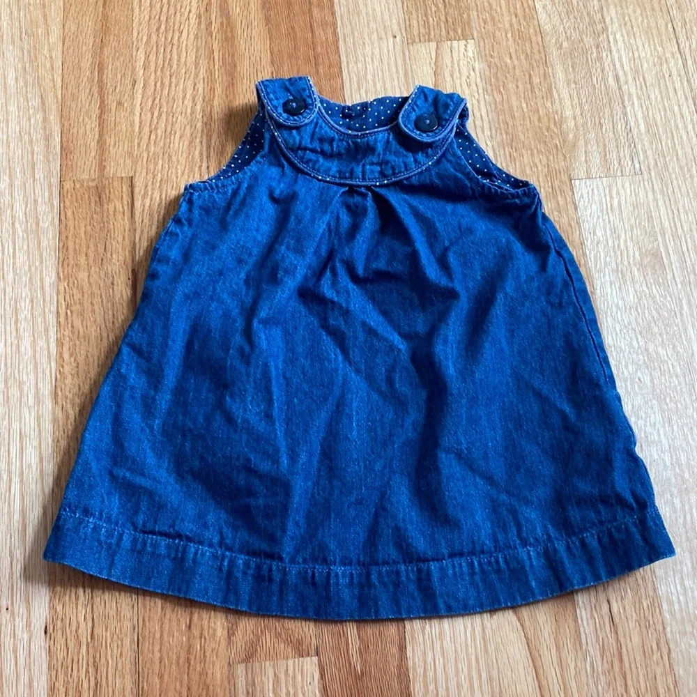 H&M Denim Jumper size‎ 9-12 months Polka Dot Family Pictures Photos Back School